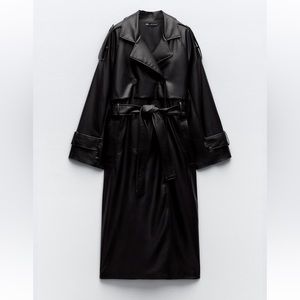 Black Leather Trench Coat